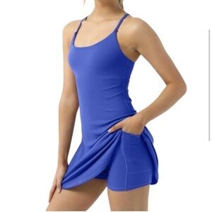 NWT Halara Cloudful Air Backless Cool Touch Activity Euphoria Air Dress Blue